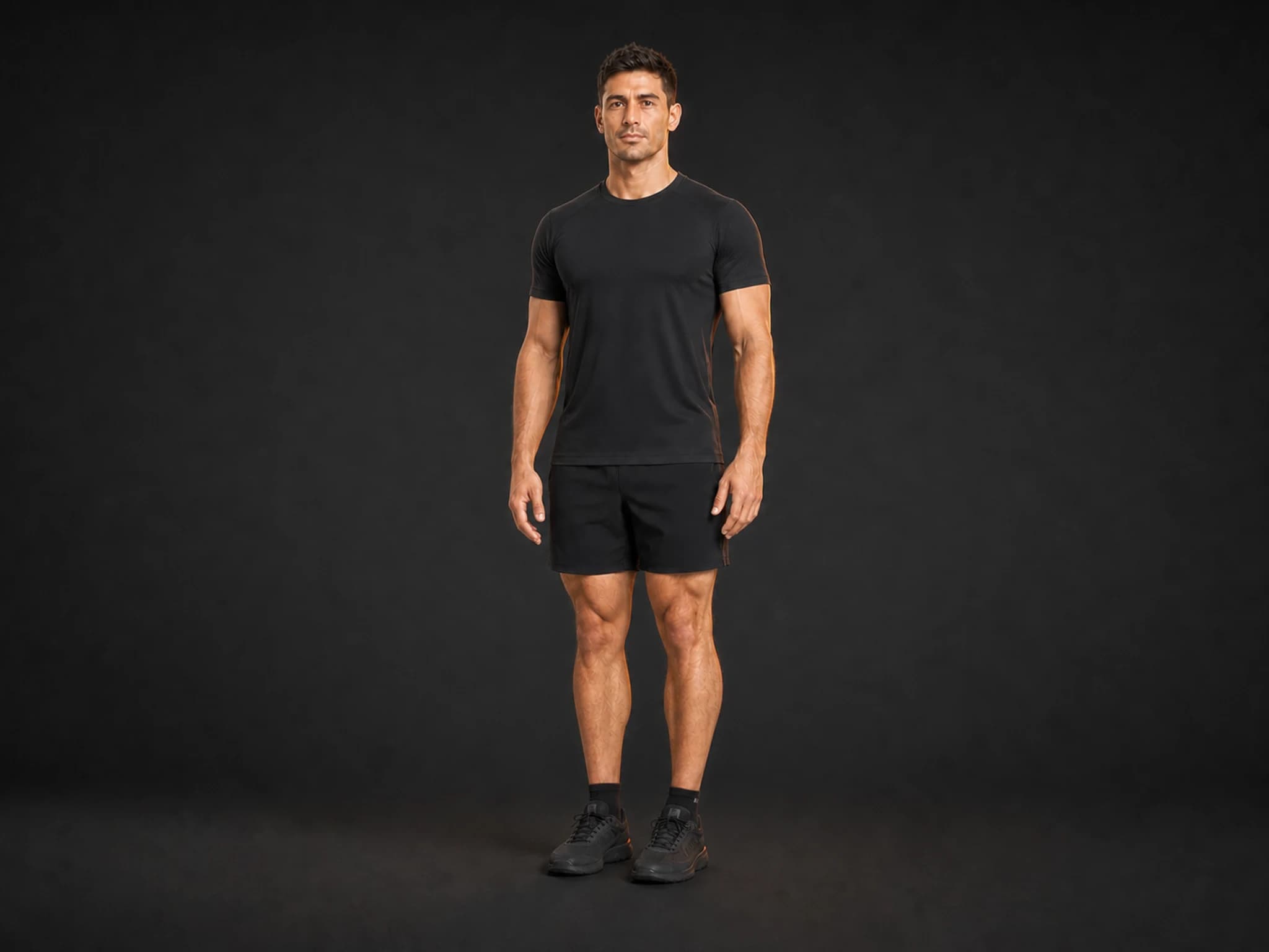 BraveREP athlete in the closed starting stance of a jumping jack.