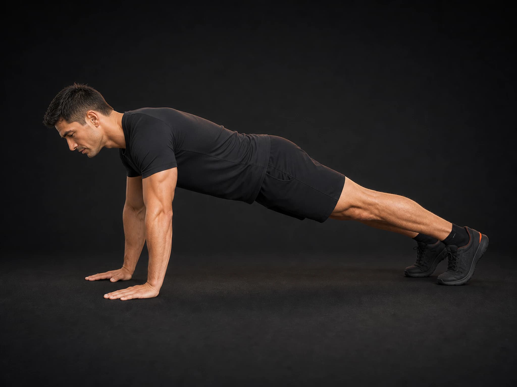 BraveREP athlete in the high-plank start position of a mountain climber.